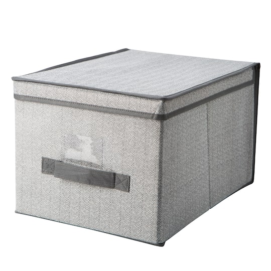 Simplify 12&#x22; Herringbone Gray Storage Box